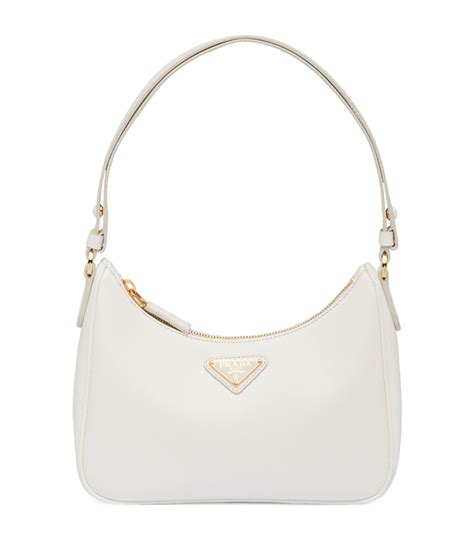 Prada Women's 1BD133 White Saffiano Leather Shoulder Bag